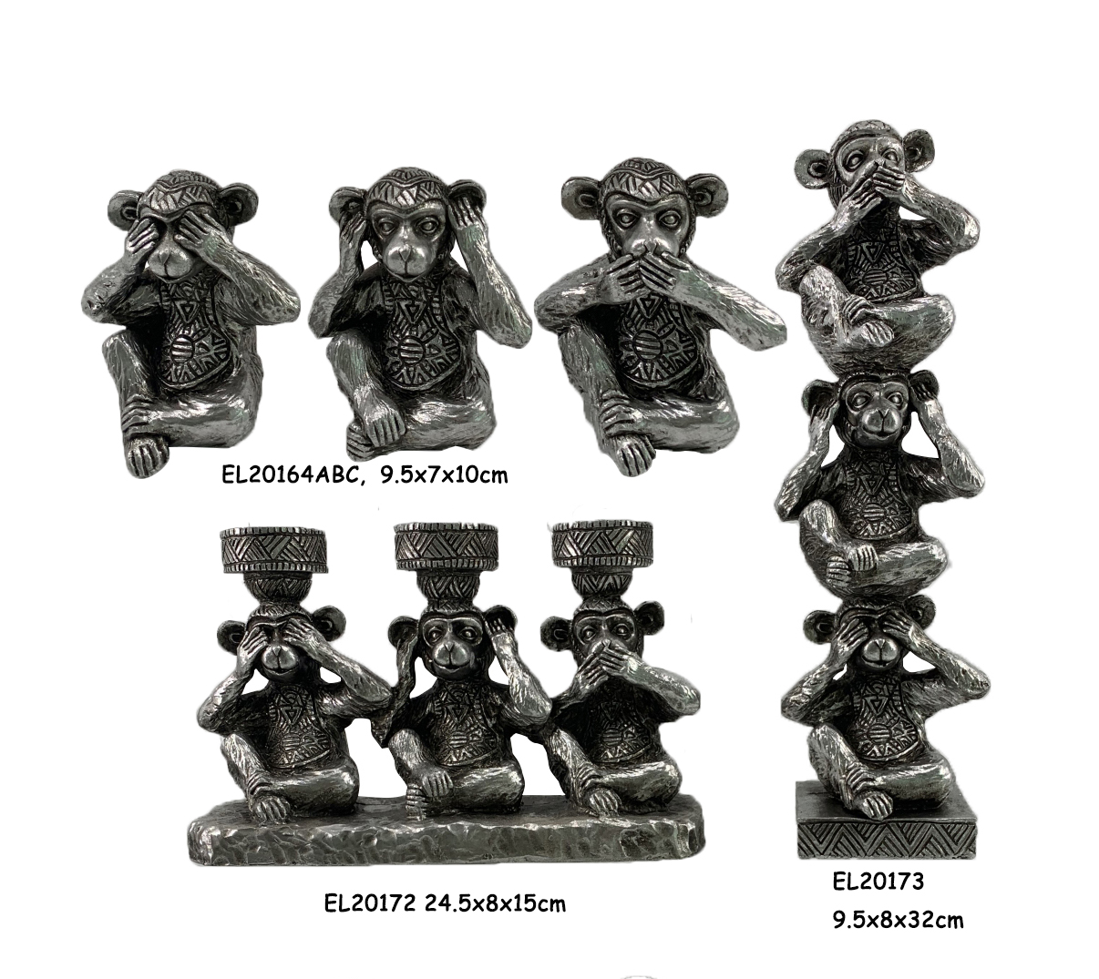 10टेबल टॉप शिशु गोरिल्ला बंदर की मूर्तियाँ (3)