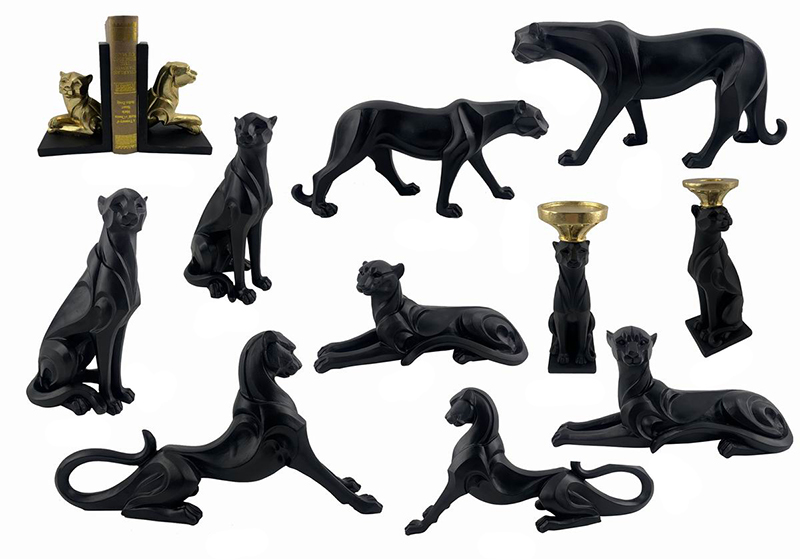 12 Leopard Sculptures Candle Holders (4)