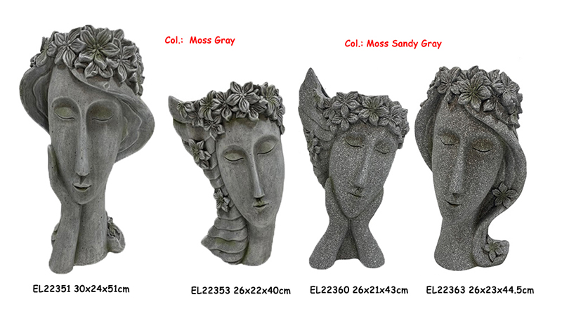 35MGO Flower Crown Lady Bust Planters (2)