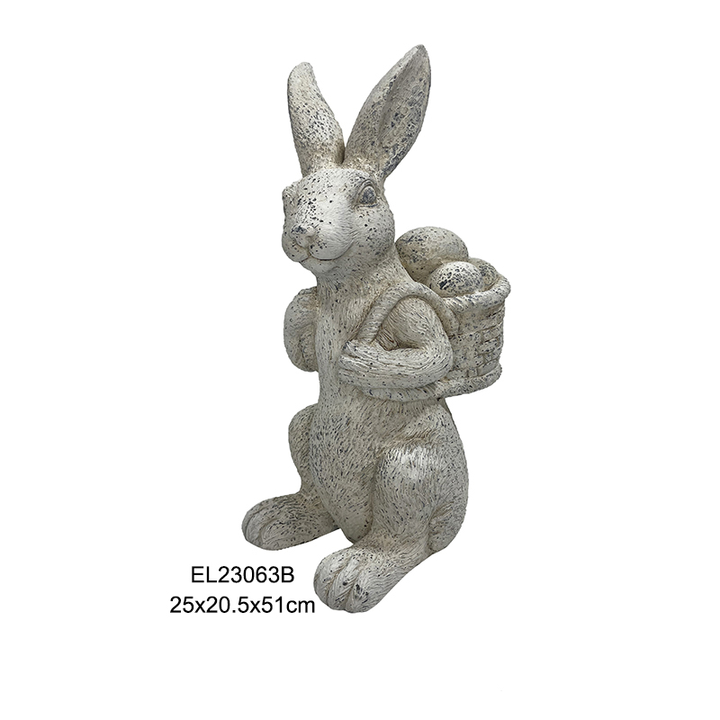 Adorables figuras de coello con cestas de ovos de Pascua feitas a man Decoración do fogar de bonitos coellos (3)