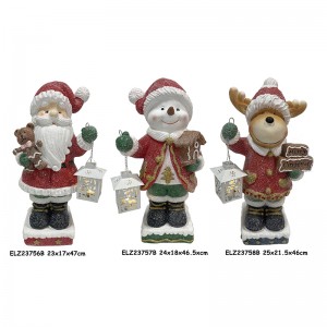 Aqua Blue Resin Clay Crafts Chirstmas Figure Santa Claus, Snowman, Rusa, Gingerbread (2)