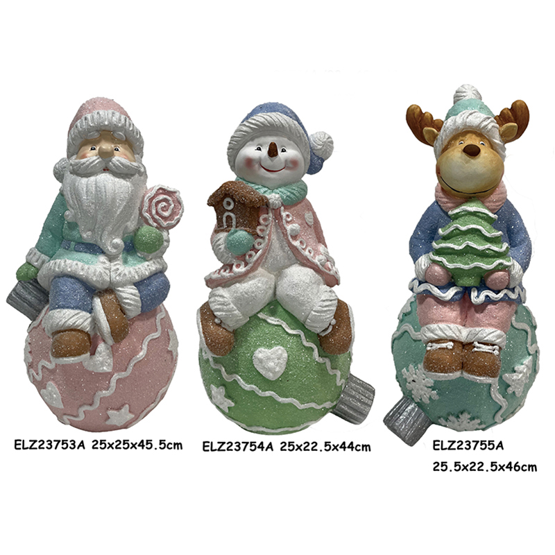 Aqua Blue Resin Clay Crafts Chirstmas Figure Santa Claus, Snowman, Rusa, Gingerbread (3)