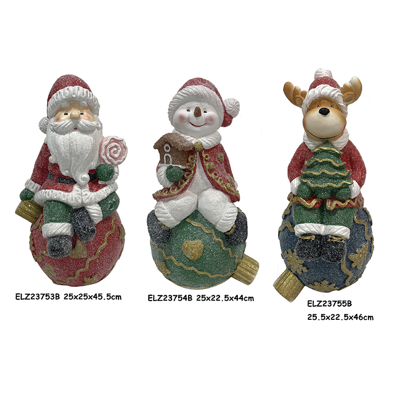 Aqua Blue Resin Clay Crafts Mga Figure ng Pasko Santa Claus, Snowman, Reindeer, Gingerbread (4)