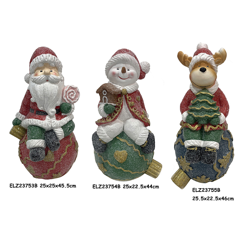 Aqua Blue Resin Clay Crafts Mga Pigura sa Pasko Santa Claus, Snowman, Reindeer, Gingerbread (4)