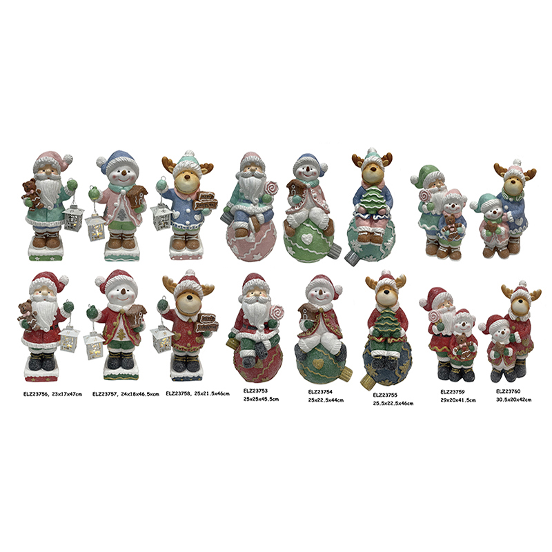 Aqua Blue Resin Clay Crafts Figures Chirstmas Santa Claus, Snowman, Reindeer, Gingerbread (5)