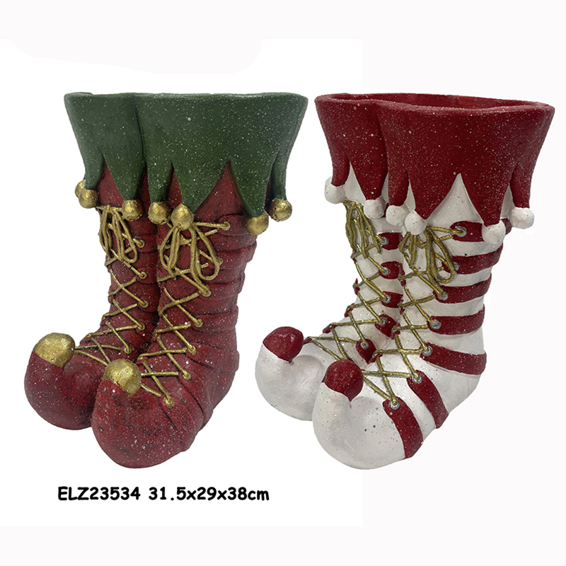 Botas de Natal Artesanato em Argila Resina Decoração Sazonal de Férias (4)