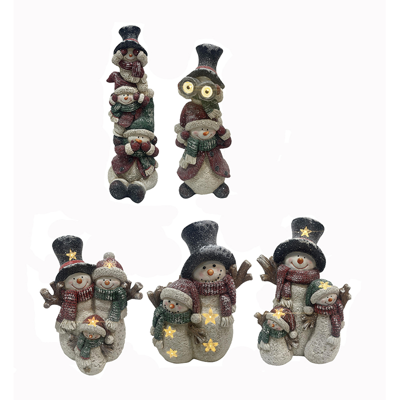 Mga Christmas Snowman Figurine na may liwanag (1)