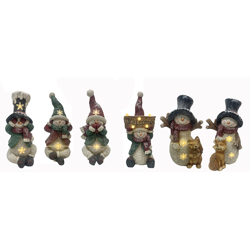 Christmas Snowman Figurines nrog lub teeb (4)