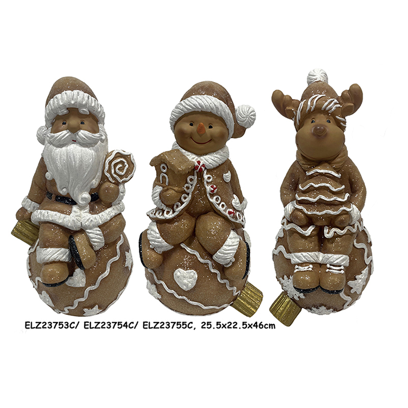 Hliněné perníkové figurky sněhulák, Santa Claus, vánoční figurky sobů (4)