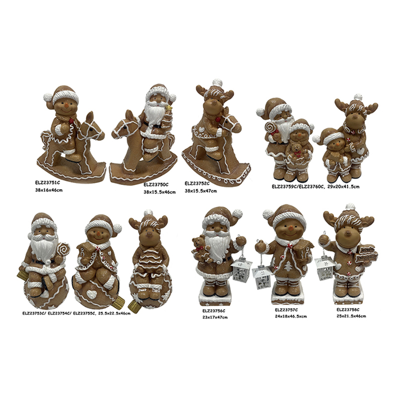 ຮູບປັ້ນດິນເຜົາ Gingerbread ຮູບ Snowman, Santa Claus, Reindeer Christmas Figures (6)