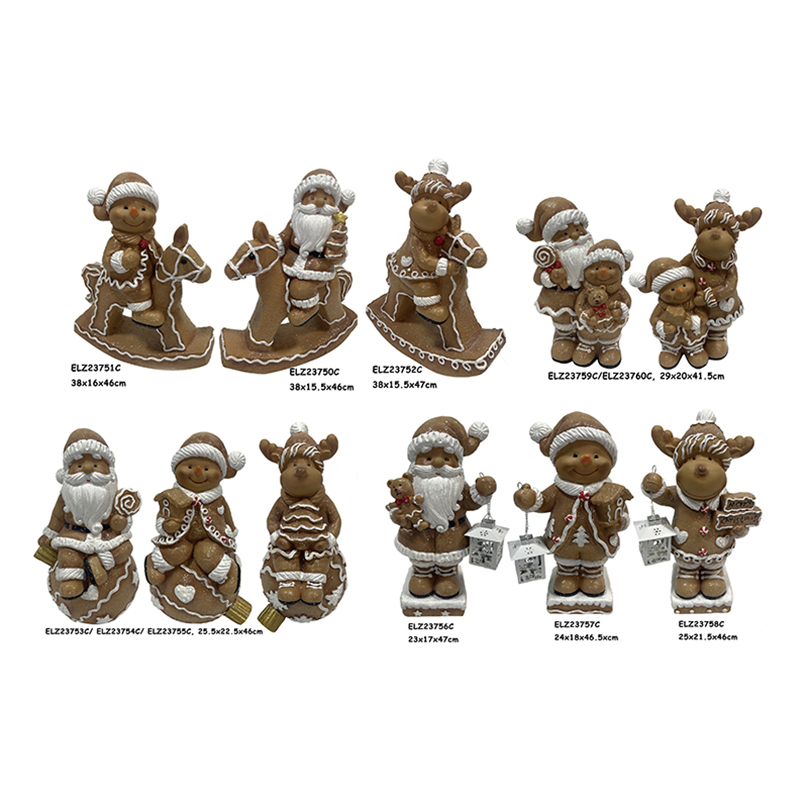 Lerpepparkaksfigurer Snowman, Santa Claus, Renjulfigurer (6)