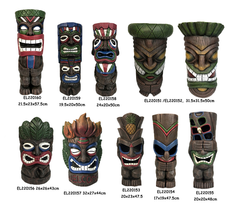 Կավե արհեստներ Tiki Decor արձաններ ծաղկամաններ (4)