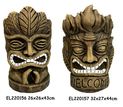 Lerhantverk Tiki Decor Statyer blomkrukor (5)