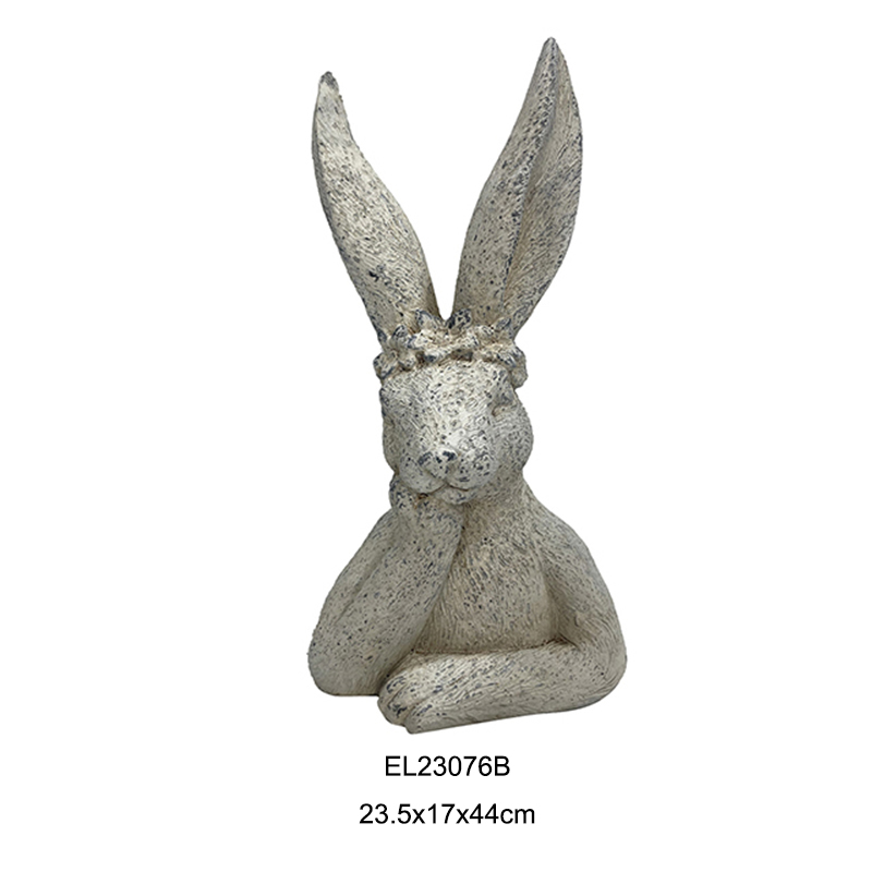 פסלי ארנב מוכתר פרחוני צבעוני ארנבי פסחא קישוטים לגינה קישוט חג (3)