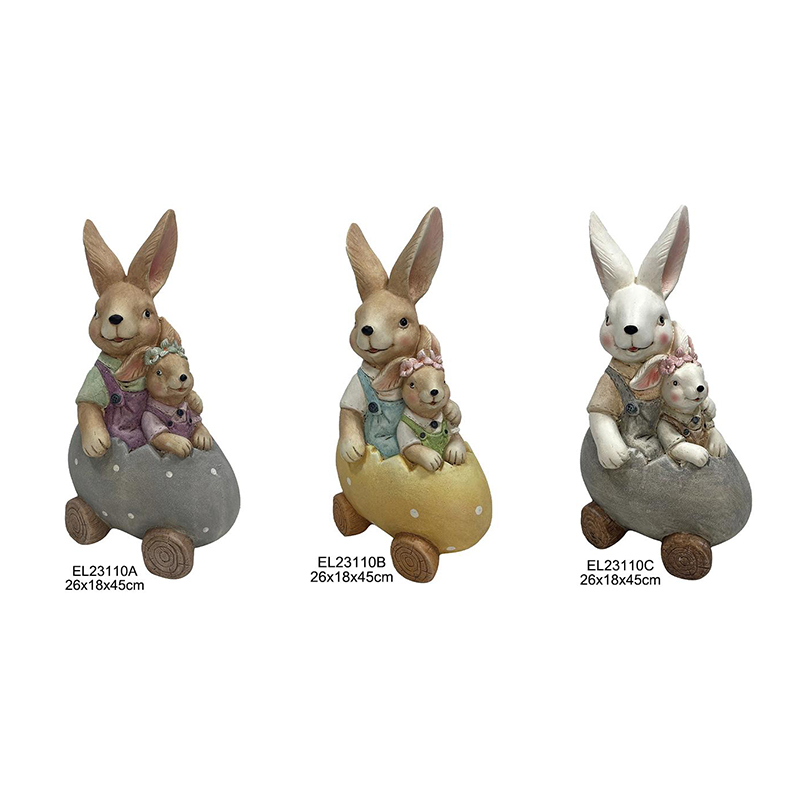 イースターエッグとニンジンの乗り物ウサギの置物春の家と庭の装飾毎日の装飾 (1)