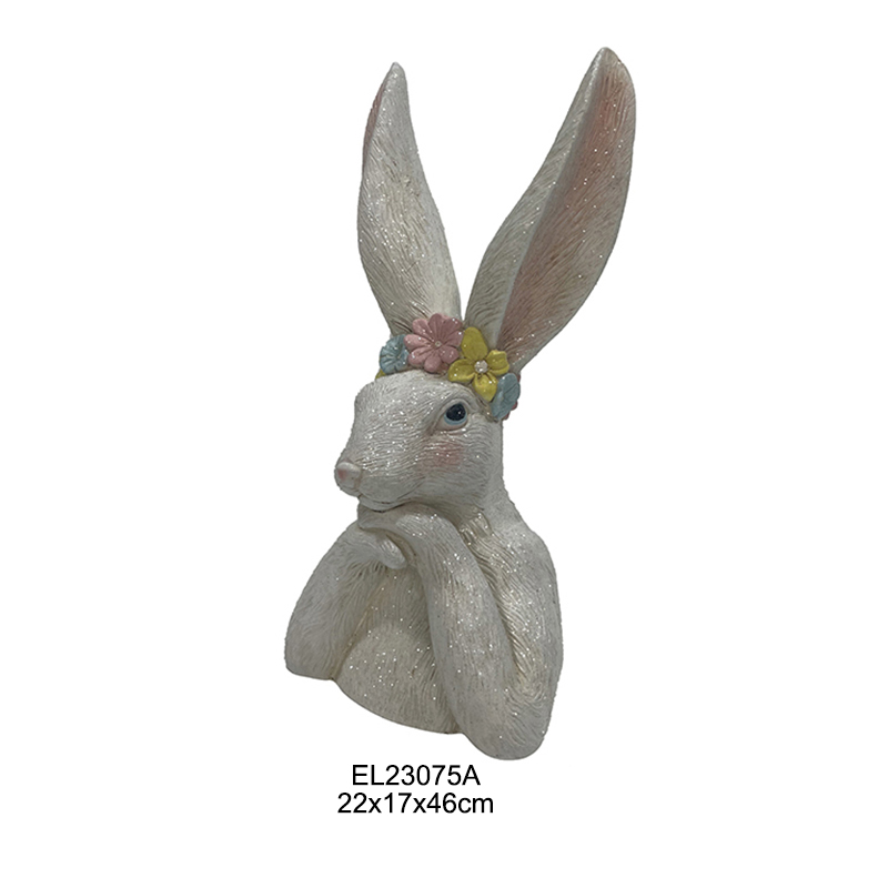 Czarujące figurki królików trzymają pisanki Królik trzyma marchewki Zabawny króliczek Udekoruj dom i ogród (10)