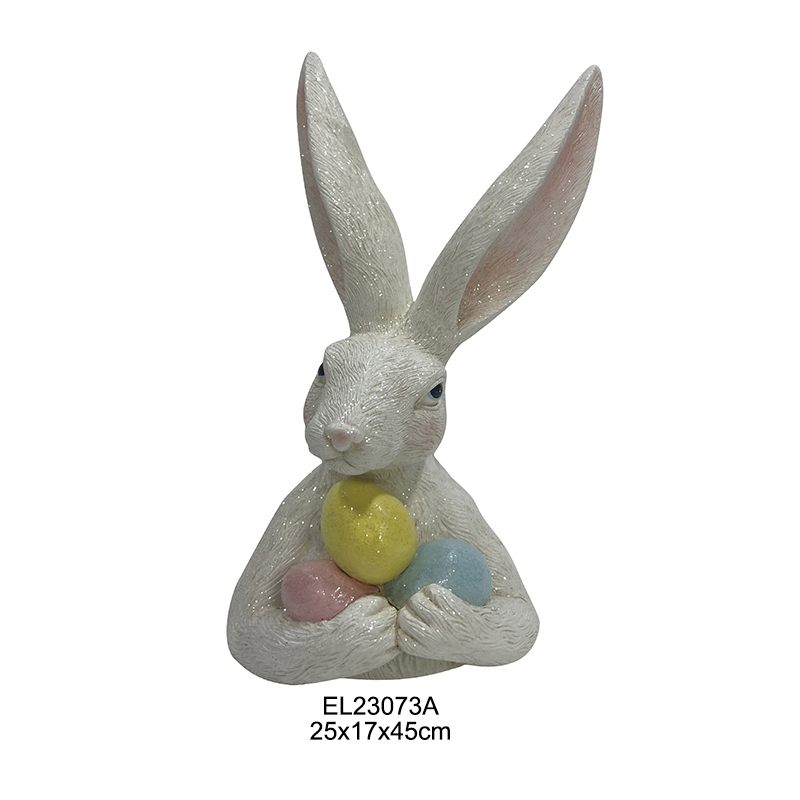 مجسمه های خرگوش دلربا تخم مرغ های عید پاک را نگه می دارند خرگوش نگه می دارد هویج خرگوش خنده دار تزئین خانه و باغ (2)