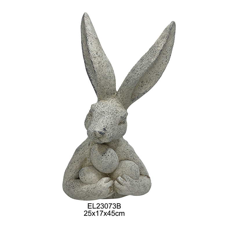 Figurines de lapin enchanteresses tenant des œufs de Pâques, lapin tenant des carottes, lapin amusant, décoration de la maison et du jardin (3)