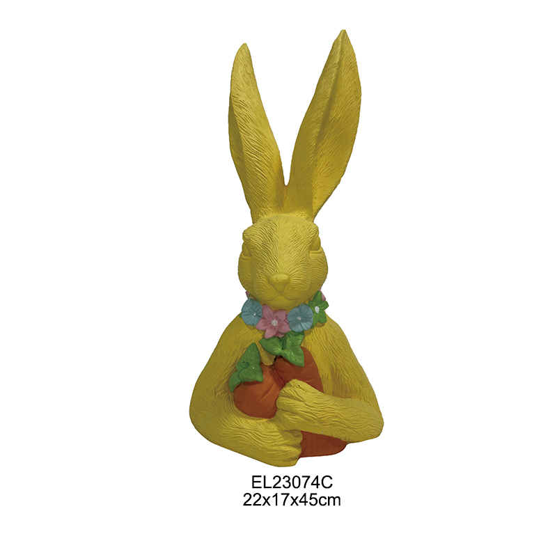 Czarujące figurki królików trzymają pisanki Królik trzyma marchewki Zabawny króliczek Udekoruj dom i ogród (8)