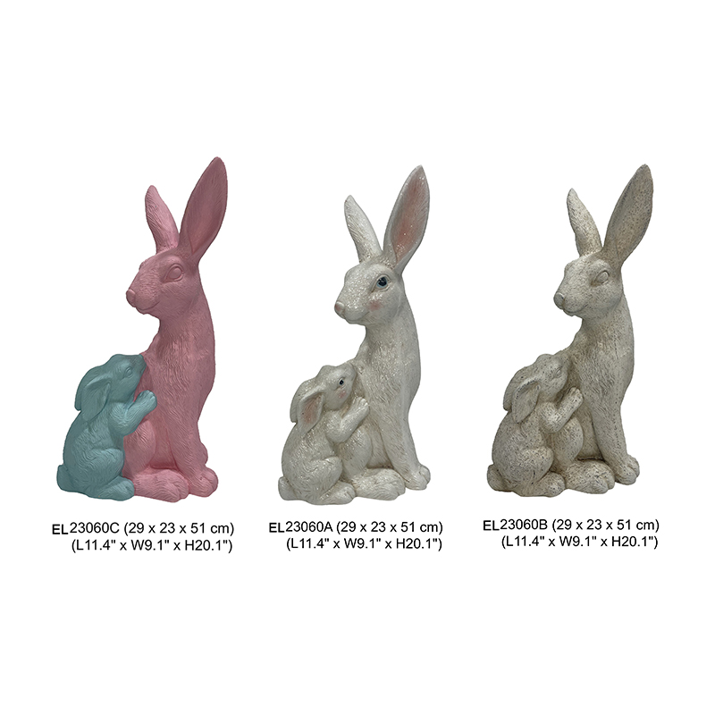 Fibra argilla Mater et Puer Rabbit Statue Garden Decor Pascha Bunny Outdoor et Indoor (4)