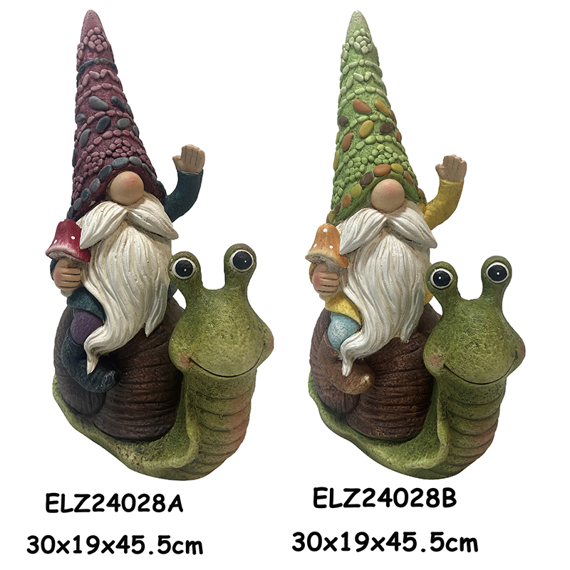 Holo ʻo Gnome ma luna o ka Frog Turtle Snail Gnomes and Critter Statues Garden Decor Fiber Clay Crafts (4)