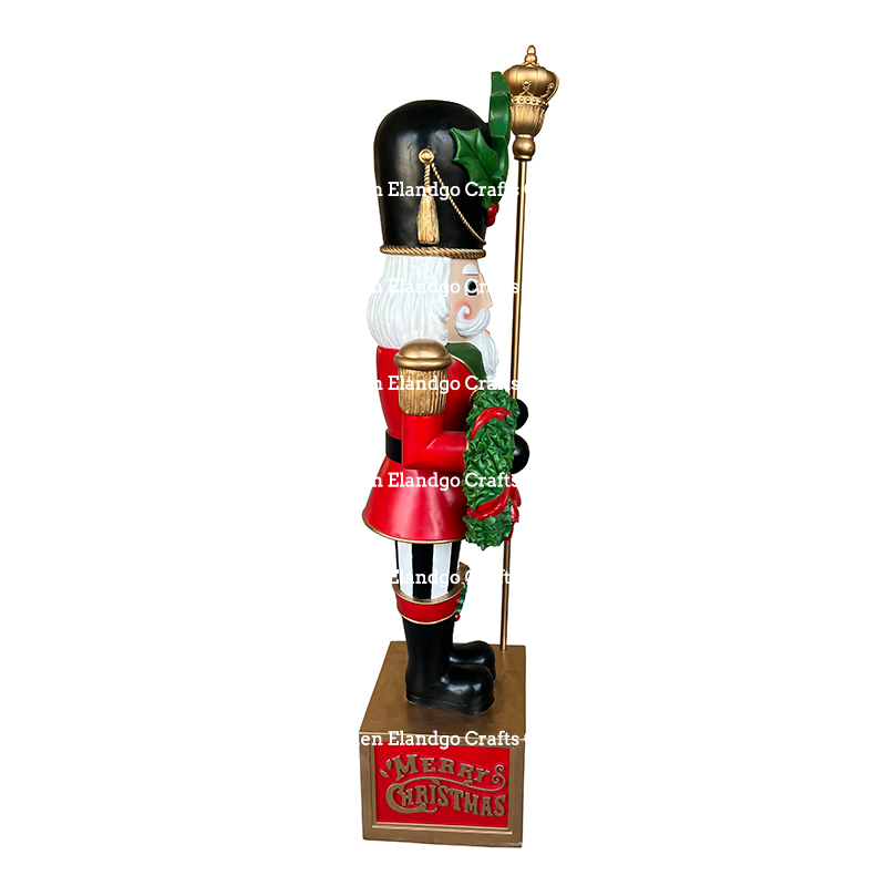 Grand Christmas Nutcracker yokhala ndi Ndodo ya Holly ndi Wreath Holiday Holiday Decoration Khrisimasi (4)