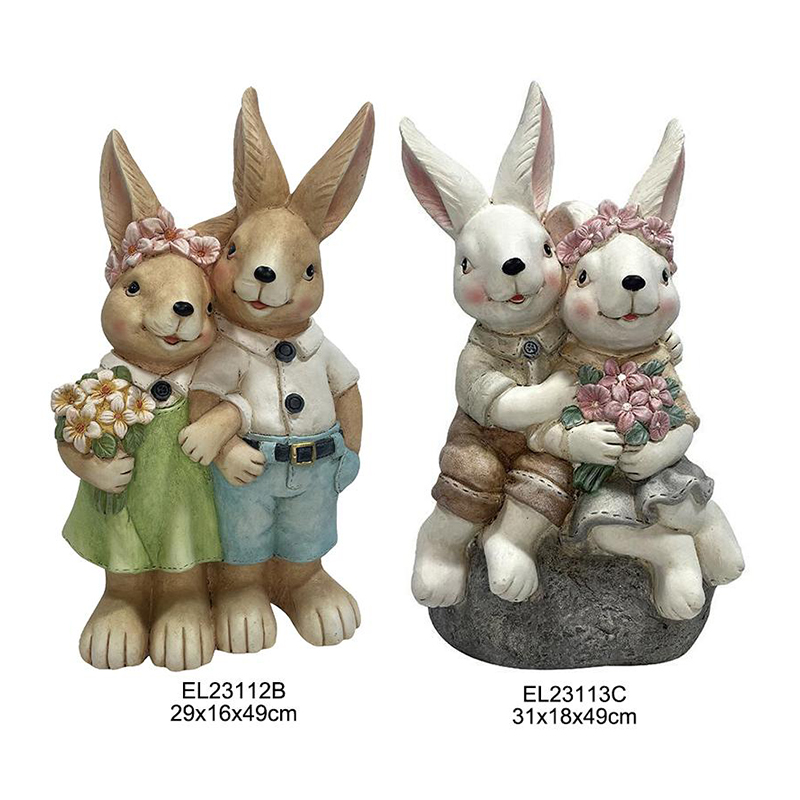 ہاتھ سے تیار کردہ کھڑے خرگوش اور بیٹھے خرگوش کے مجسمے بہار کے موسم کی سجاوٹ گارڈن اور گھر D ( (10)