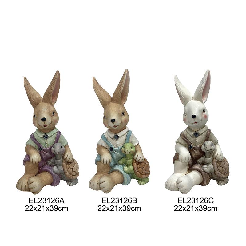 Figurina të punuara me dorë Turtle Rabbit Duo Kërmilli, çift lepuri për dekorimin e Pashkëve dhe kopshtit (8)