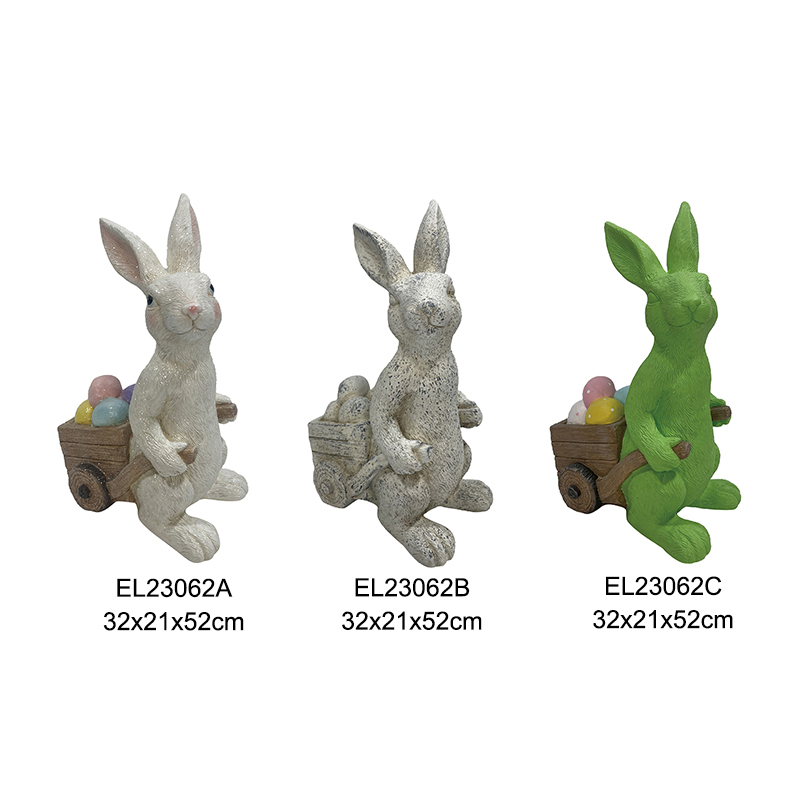 Handmade Garden Decor Cute Rabbits mei Easter Egg Cart Seasonal Decor Holiday Decorations