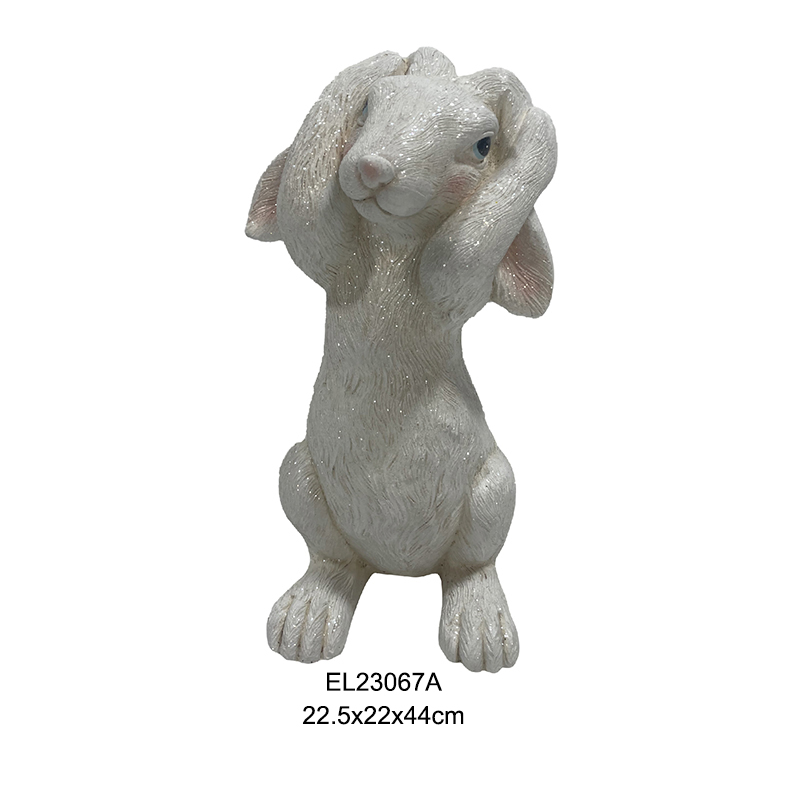 Hear No Evil estàtues de conill de Pasqua Primavera exterior Decoració interior Decoració de vacances (3)