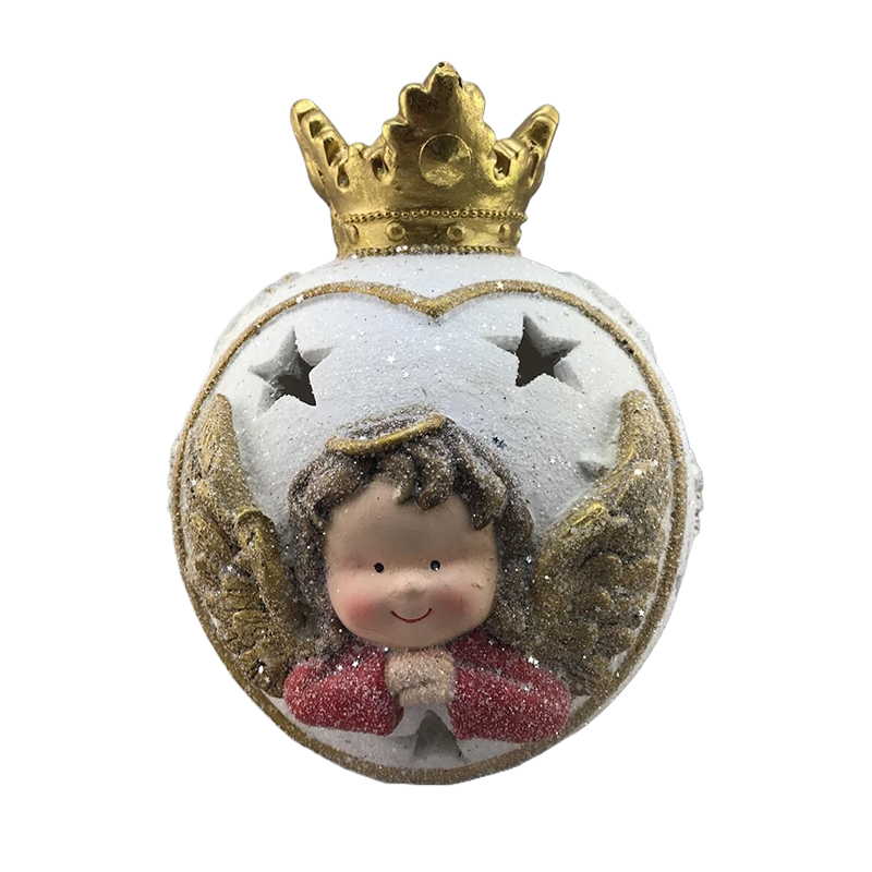 LOVE HAPPY Royal Angel ak Golden Crown Nwèl Ornements Holiday Decors1