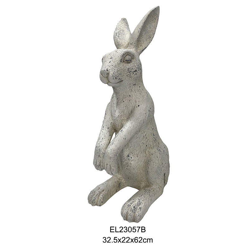 چمکدار سفید خرگوش باغ کا مجسمہ خرگوش کا زیور انڈور اور آؤٹ ڈور اسپرنگ ایسٹر (3)