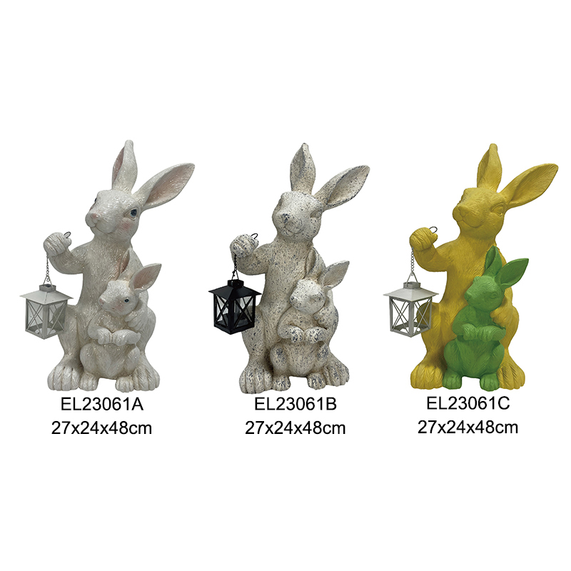 Luav Lantern Duos Easter Figurines Cute Luav Easter Hnub So Sab nraum zoov thiab Sab Hauv Tsev Kho Kom Zoo Nkauj (1)