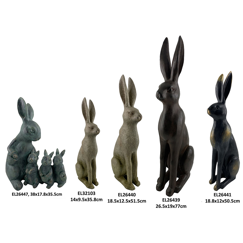घर र बगैचाको लागि खरगोशको मूर्तिहरू इस्टर बनी आधुनिक खरायो मूर्तिहरू (1)