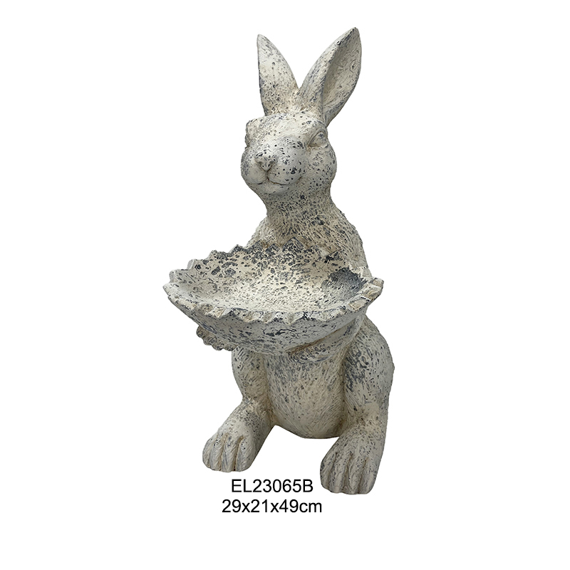 Rabbit on Egg Stand Holder Rabbit Whimsy ພົບ​ກັບ​ການ​ທໍາ​ງານ​ຂອງ Spring Decor Indoor ແລະ Outdoor (3​)