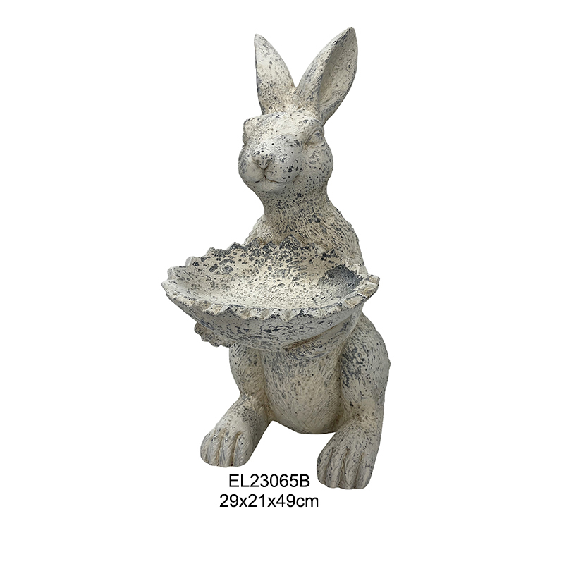 I-Rabbit on Egg Stand Dish Holder Rabbit Whimsy Ihlangana Nokusebenza Kwemihlobiso Yasentwasahlobo Ngasendlini Nangaphandle (3)