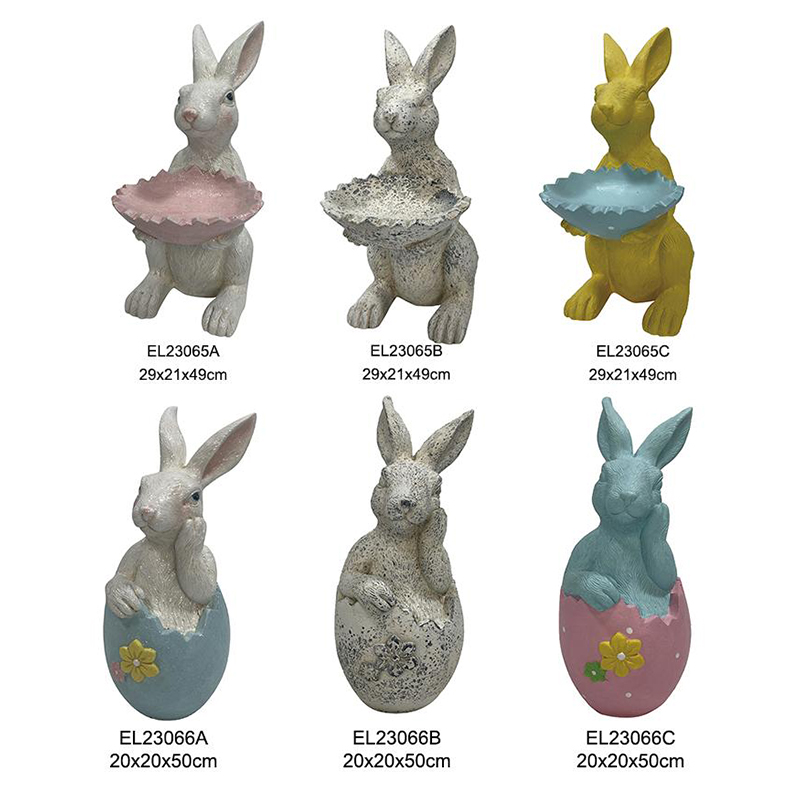 Rabbit on Egg Stand Dish Holder Rabbit Whimsy Meet Functionality Spring Decors Indoor and Outdoor (9)