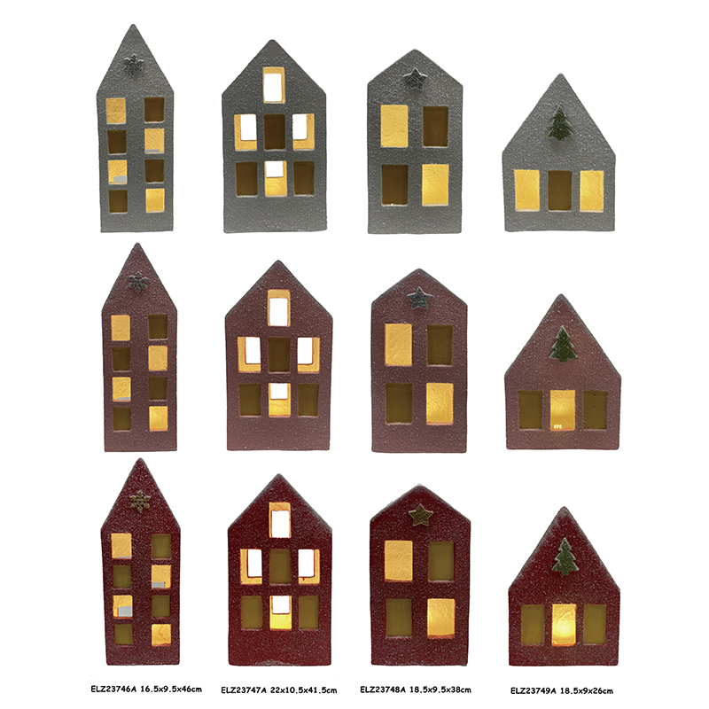 ფისოვანი საშობაო სახლები განათებით სეზონური დეკორი (4)