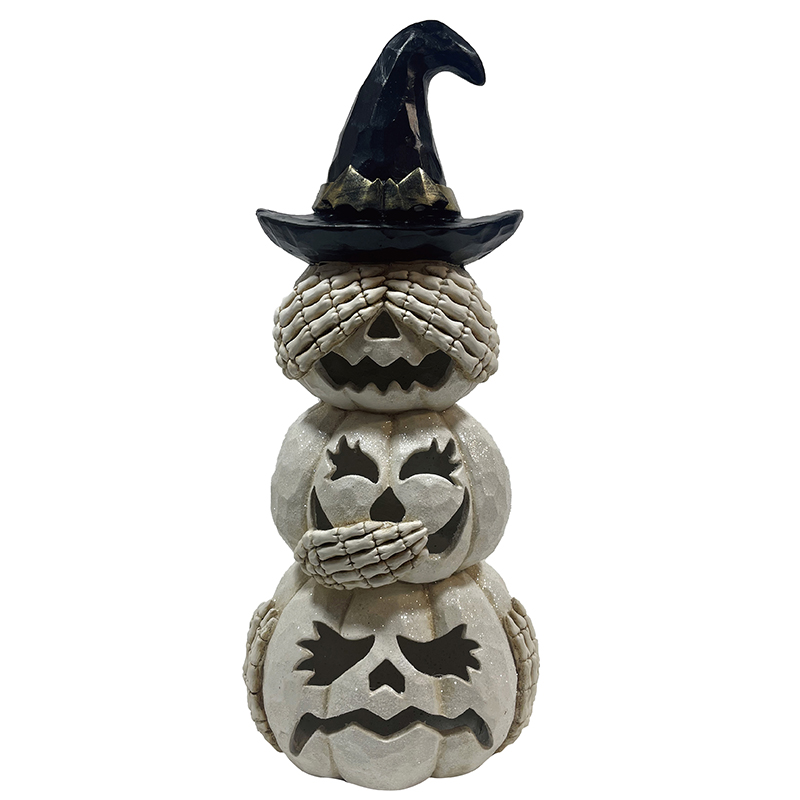 Artizanat me rrëshirë me argjilë për Halloween Pumpkin Jack-o-Lantern Tiers Dekorime statuja të brendshme dhe të jashtme (4)