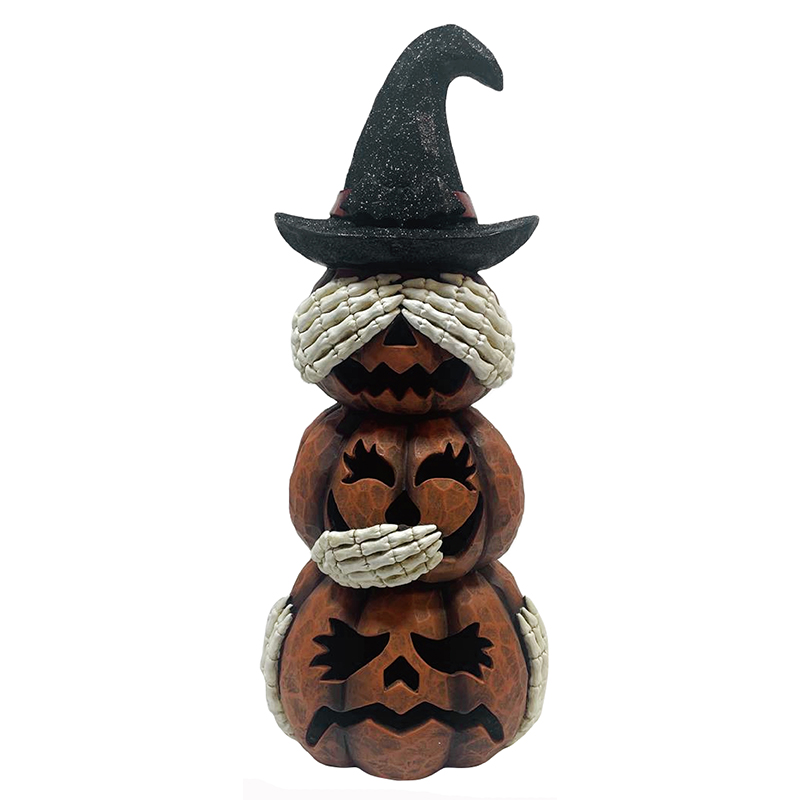 I-Resin Clay Craft Halloween Pumpkin Jack-o-Lantern Tiers imihlobiso yezithombe eziqoshiwe ezingaphakathi nangaphandle (5)