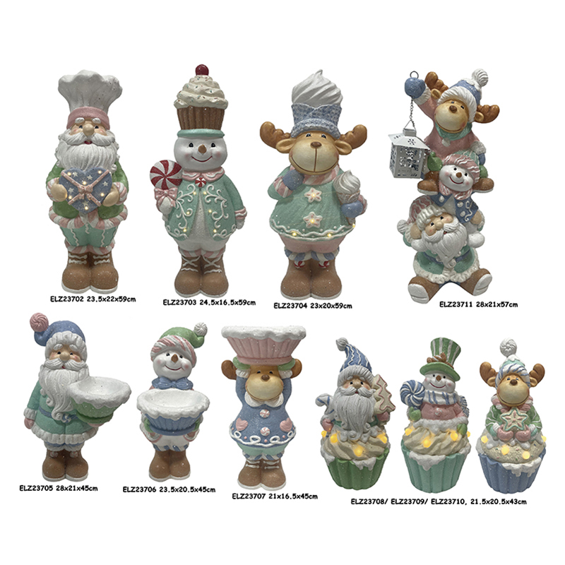 Resin Clay Crafts Chirstmas Decorations Santa Claus၊ Snowman၊ Reindeer (၃) ယောက်၊