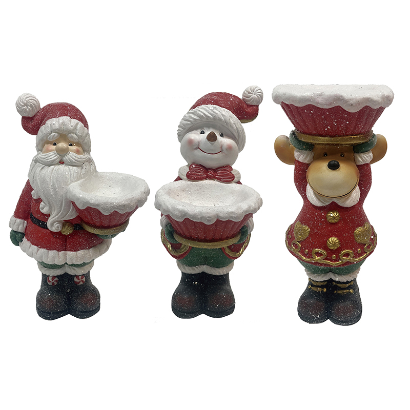 樹脂粘土クラフト クリスマスデコレーション サンタクロース、雪だるま、トナカイ LEDライト付き (5)