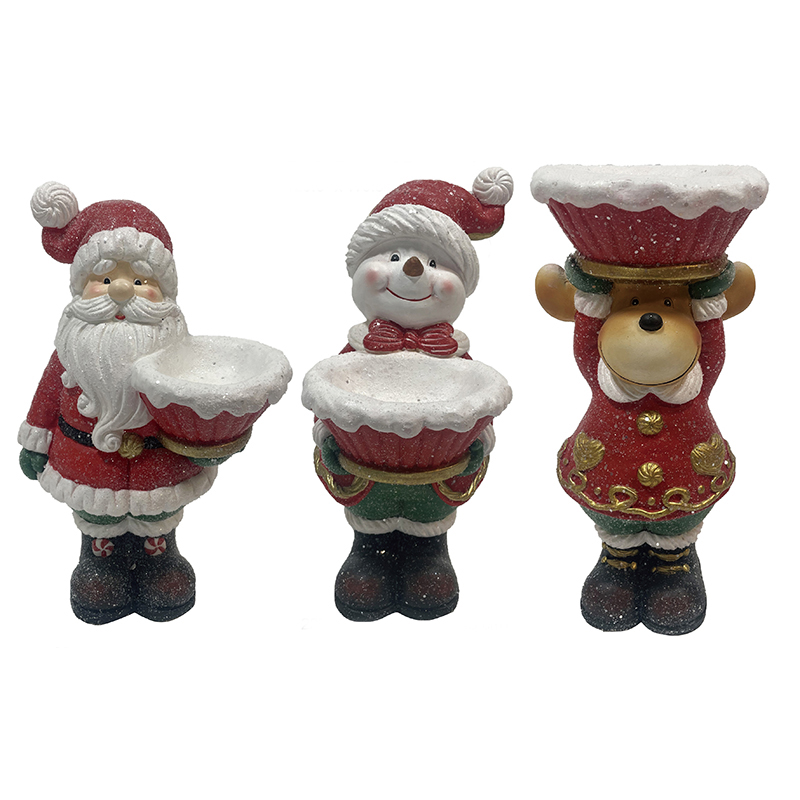 Resin Clay Crafts Teuga o le Kerisimasi Santa Claus, Snowman, Reindeer ma moli LED (5)