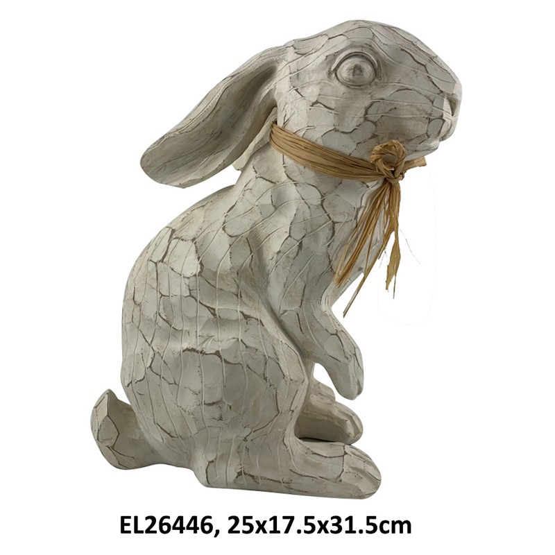 Колекція фігурок кроликів у сільському стилі. Великодні кролики, оздоблені камінням, для дому та саду (3)