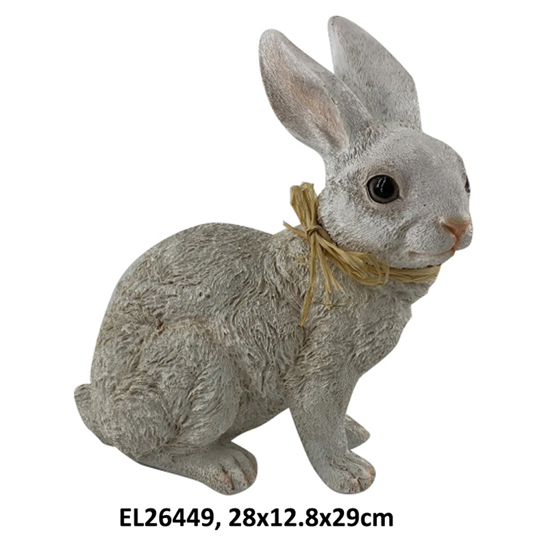 Kolekcja rustykalnych figurek królików Wykończone kamieniem króliczki wielkanocne Wystrój domu i ogrodu (4)