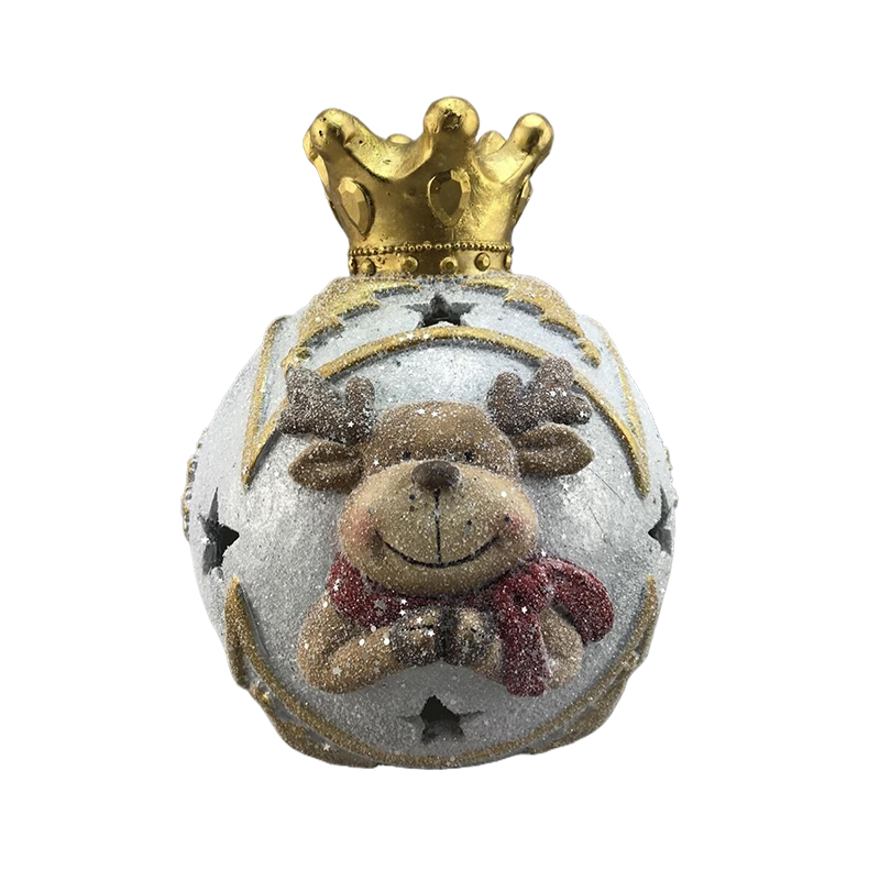 Ibhola likaKhisimusi lika-Santa Snowman Reindeer elinomhlobiso wesizini we-Golden Crown 1