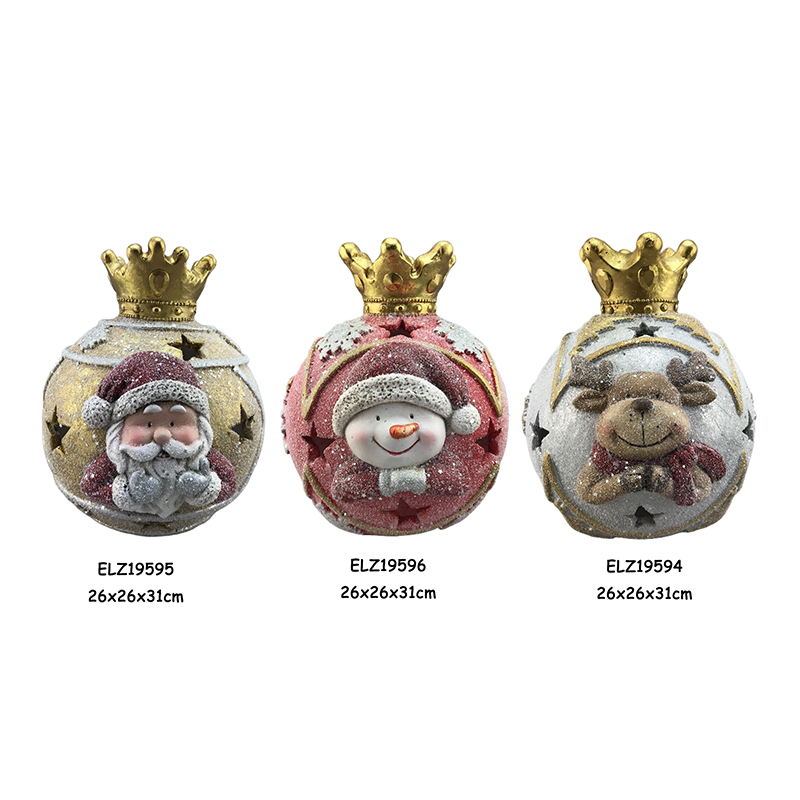Weihnachtsmann-Schneemann-Ren-Weihnachtsball mit goldener Krone, saisonale Dekoration