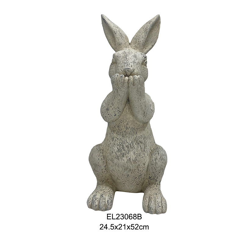 Speak No Evil Rabbit Estatua Bilduma Lorategi Dekorazioa Pazko Untxiak Bunny Figurina (1)