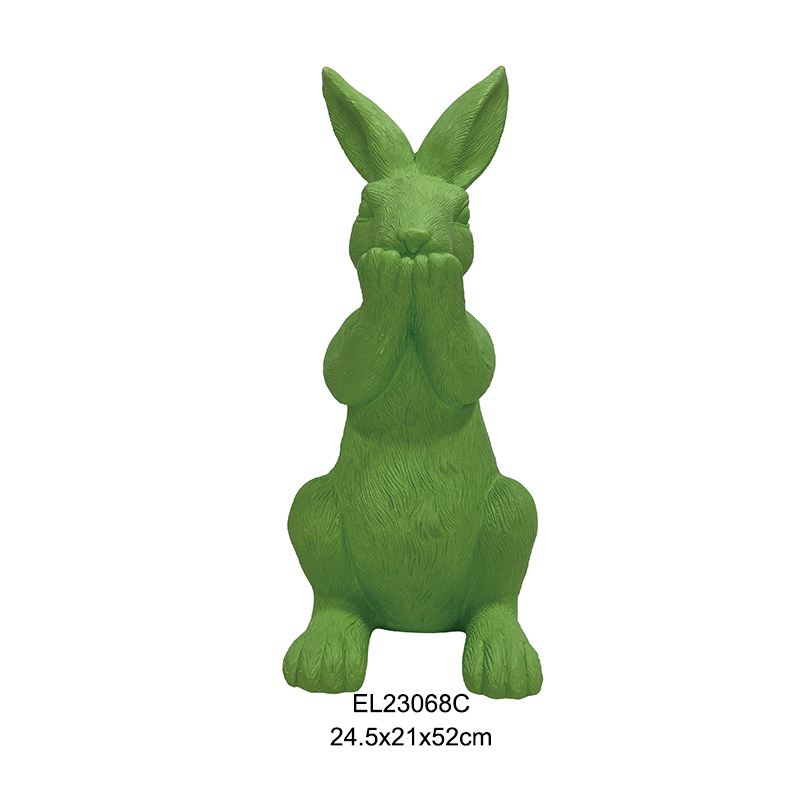 Speak No Evil Rabbit Statue Collection ការតុបតែងសួន Easter Rabbits Bunny Figurine (2)