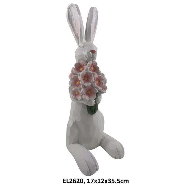Spring Time Paskah Dekorasi Floral Rabbit Figurines Handmade Mangan Dekorasi (4)